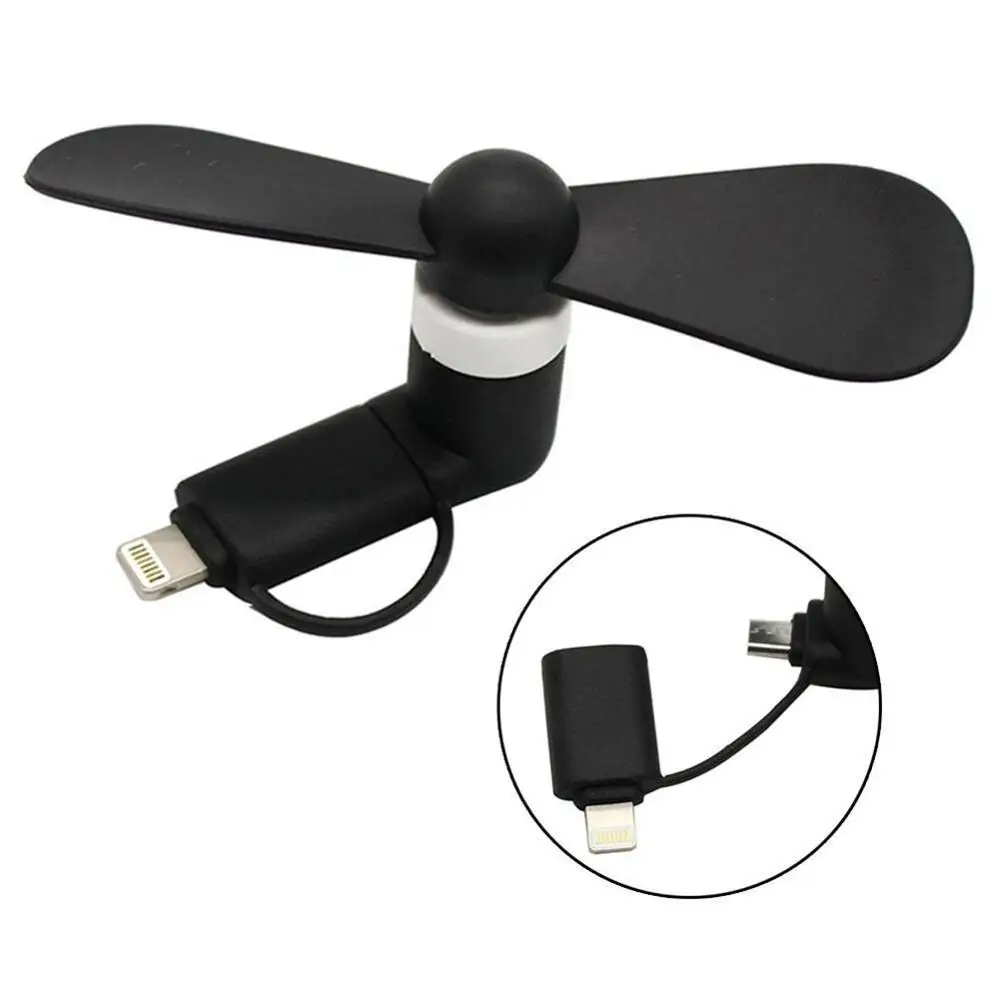 Портативный мини модный 2 в 1 Мини Портативный USB вентилятор электрический воздушный охладитель вентилятор для iPhone samsung - Цвет: Black