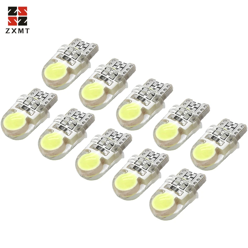 

ZXMT 10Pcs Auto T10 Led 194 W5W LED 168 COB Cold White Silica Car Super Bright Turn Side License Plate Light Lamp Bulb DC 12V
