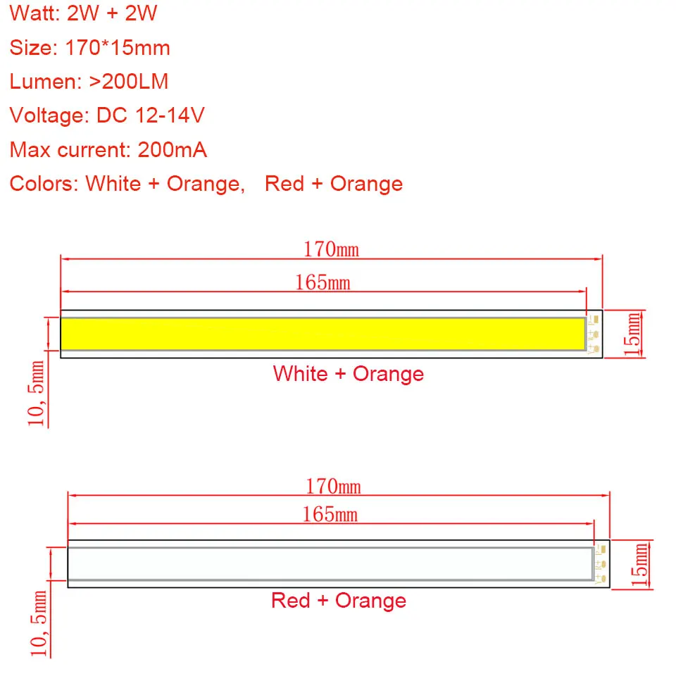 Lâmpadas Led e Tubos on board dc12v 170*15 mm Comprimento : 170mm