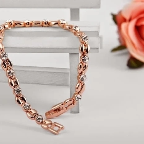 Womens 18k Rose Gold Plated Cubic Zirconia Bracelets