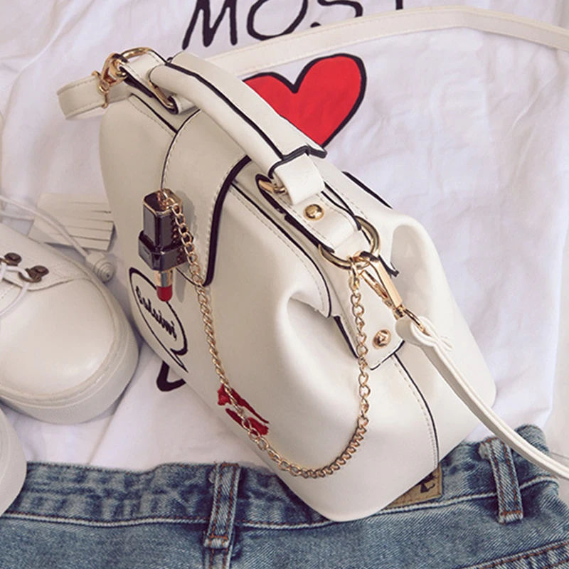 Bolso de mano de mujer de cuero bolso de hombro pequeño Doctor Crossbody bolso bordado de lápiz labial cadena diseñador Casual Bolsos De Mujer Bolso de mano de mujer de cuero bolso de hombro pequeño Doctor Crossbody bolso bordado de lápiz labial cadena diseñador Casual Bolsos De Mujer