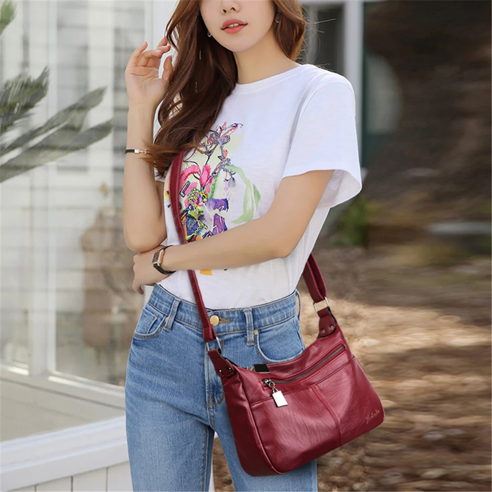 New Multi-Pocket Leather Luxury Handbags Women Bags Designer Handbags High Quality Crossbody Bags For Women Sac A Main Bolsas