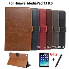 Роскошный чехол для huawei MediaPad T3 8,0 KOB-L09 KOB-W09, умный чехол, чехол для планшета из искусственной кожи для Honor Play Pad 2 8,"+ пленка+ ручка