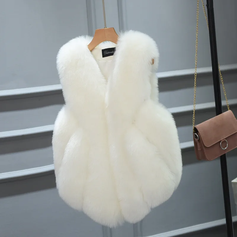 New Fashion Autumn and Winter Faux fur coat Women Clothing Imitation fox fur Vest short Waistcoat Jacket Furry Vest