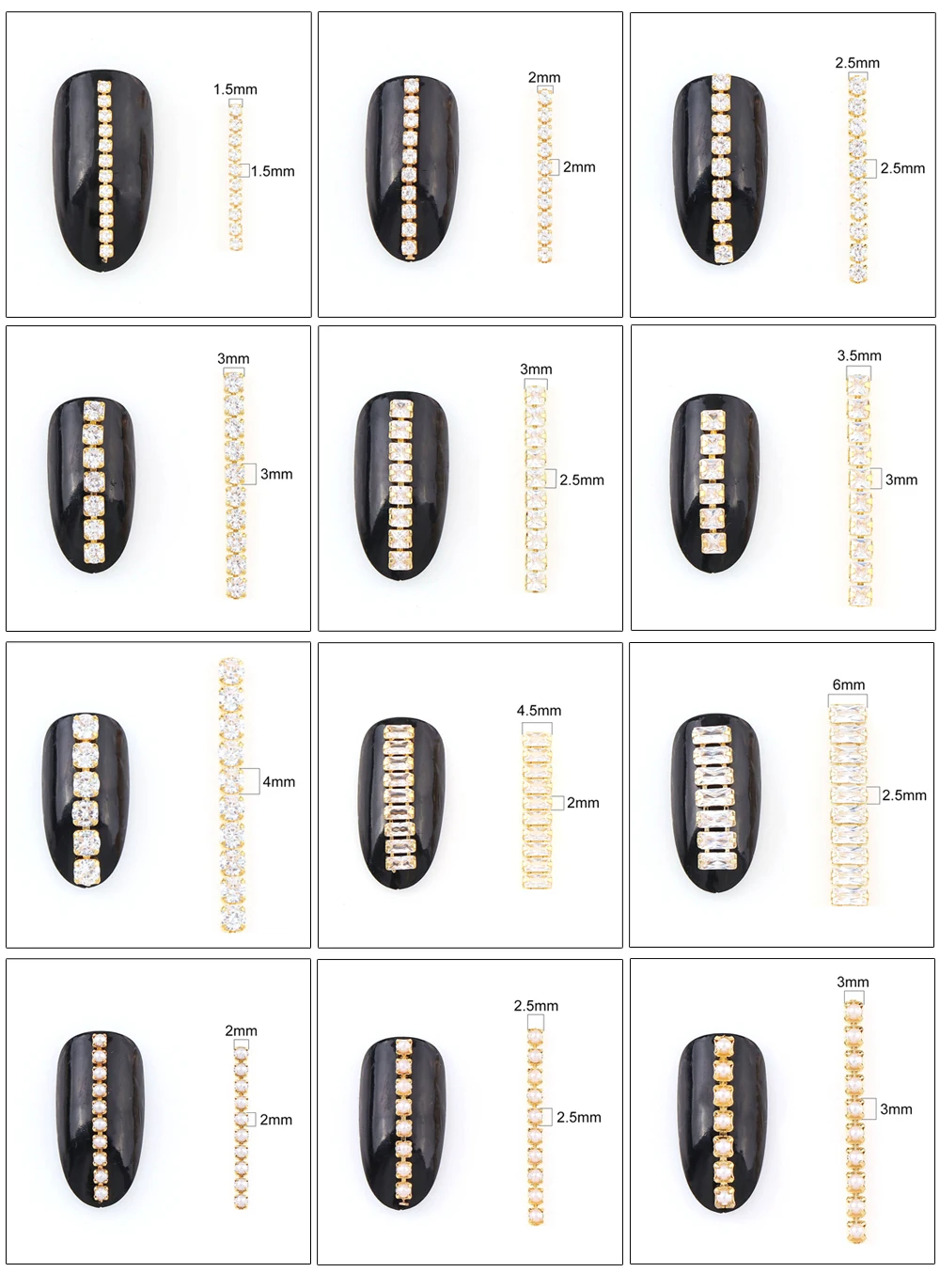 10 см смешанные размеры, новинка, циркониевая цепочка для ногтей, золотые наклейки для ногтей, алмазная цепь, имтация жемчуга, циркония, фототерапия, украшение для ногтей