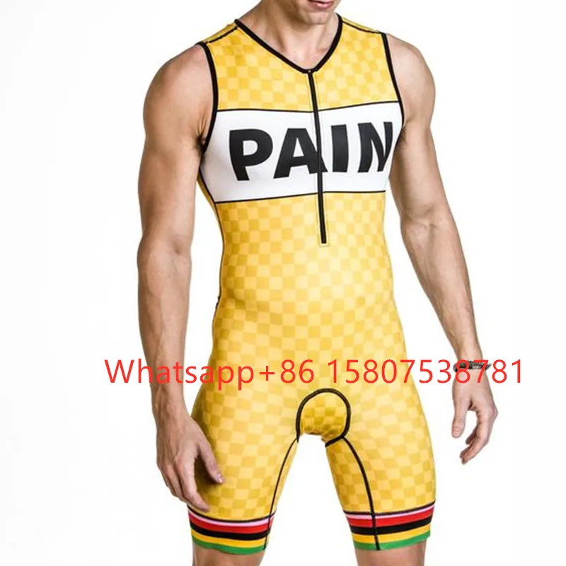 LOVE THE PAIN team без рукавов Гоночные Костюмы мужские Tri костюм Майо ciclismo боди триатлонный костюм велосипедная одежда ciclismo