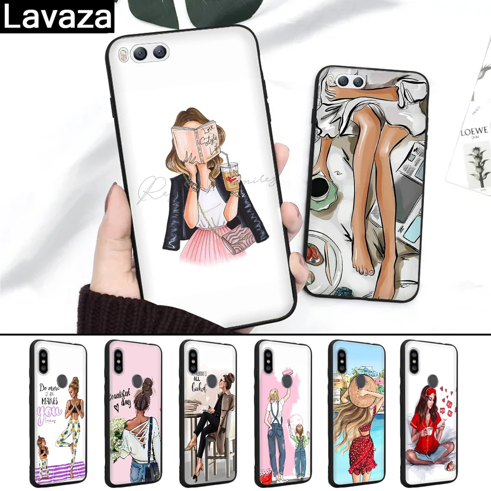 

Lavaza Fashion Vogue Black Hair Baby Mom Girl Silicone Case for Xiaomi MI 6 8 9 SE Max 3 Lite F1 A1 A2 Mix 2S A3 Pro 9T CC9