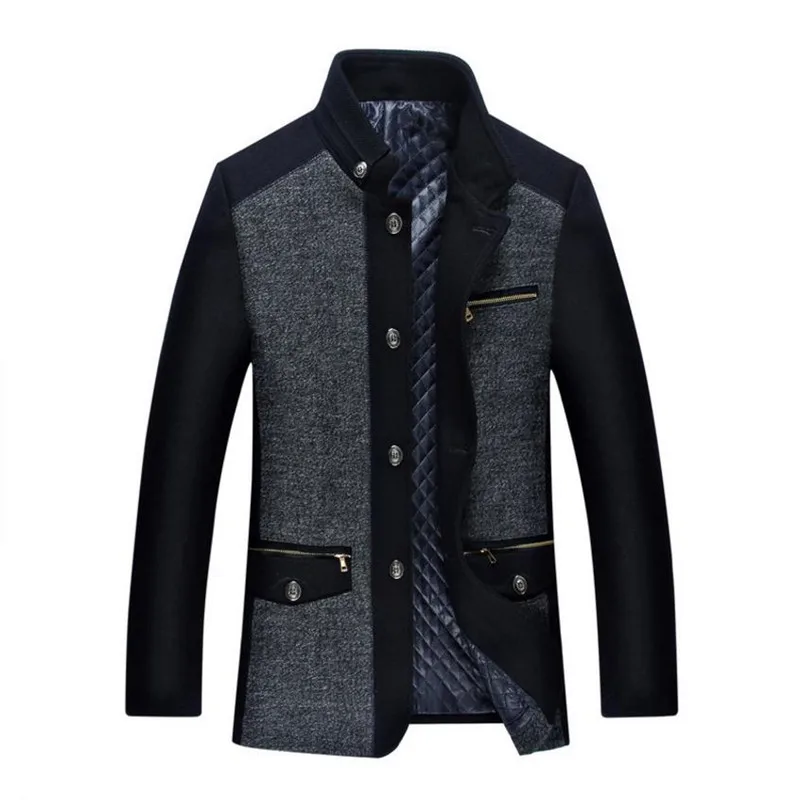 

2018 Men's Winter Jacket New Fashion Personality Wool Mens coat Men Plus cotton Coat Business Casual Overcoat
