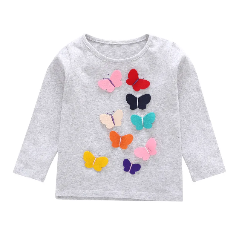 

children girls clothes autumn baby girls clothes long sleeve butterfly t shirt Cotton tee tops