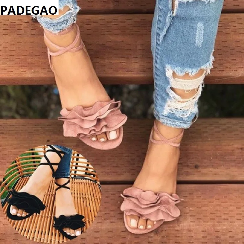 

High quality hot style 34-43 large size flower flat heel sandals European and American ladies fashion elegant sandals