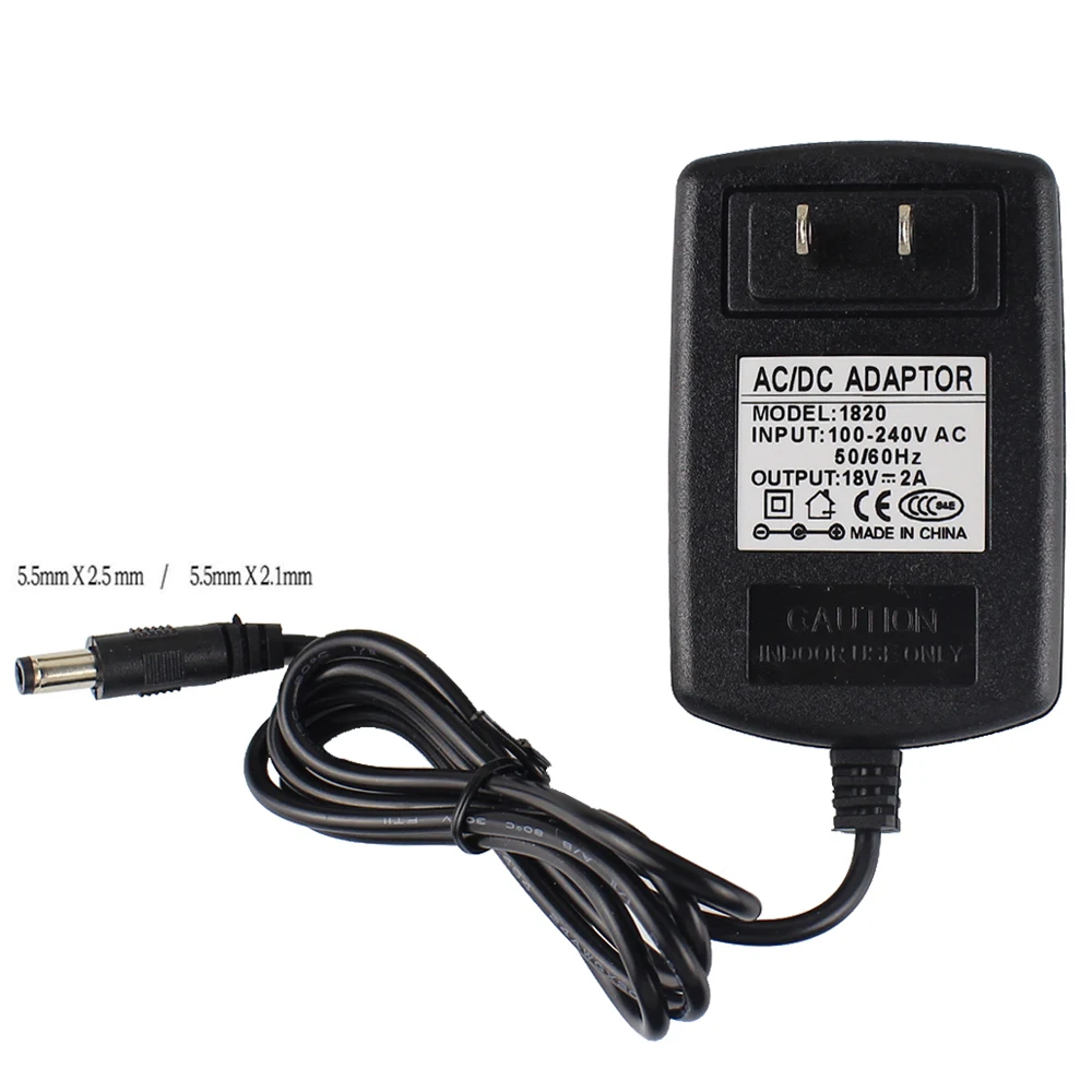 

18V 2A--2.5A Compatible AC DC Adapter Power Cord Charger Barrel Round Plug Tip