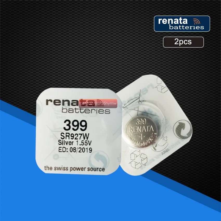 2 упаковки RENATA Swiss 399 SR927W 1,55 V для часов серебряные батарейки для часов