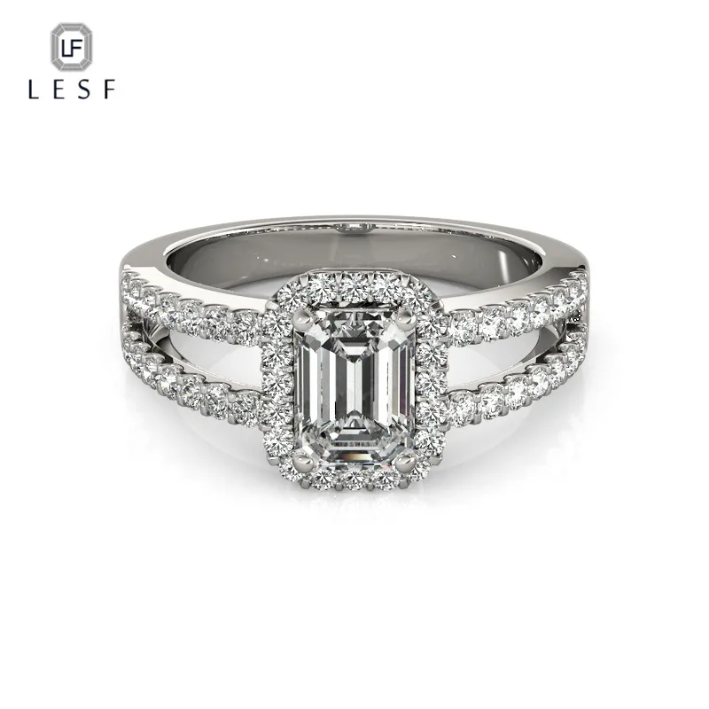 

LESF Luxury 925 Sterling Silver Wedding Ring for Women Square Cut CZ Zircon Engagement Ring Fine Jewelry Support customization