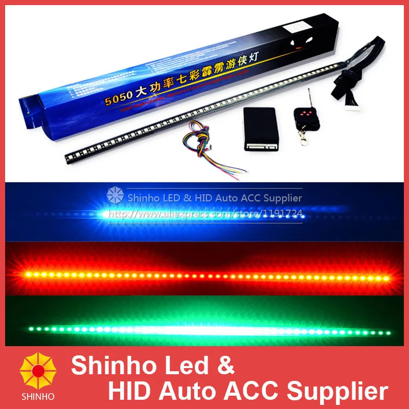 

7color 130model 56cm 5050 48 LED RGB Car Light Knight LED Rider Car LED Strip Light Kit with Remote Controller Free shipping