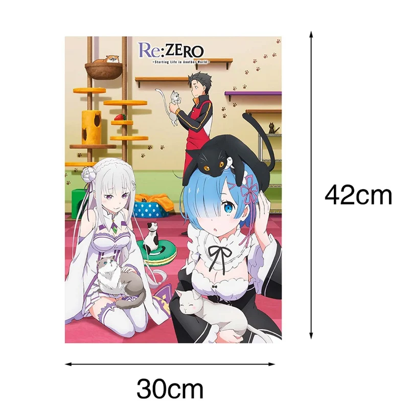 Японское аниме RE: ZERO запуск жизни в другом мире Ram Rem прокрутка картина холст