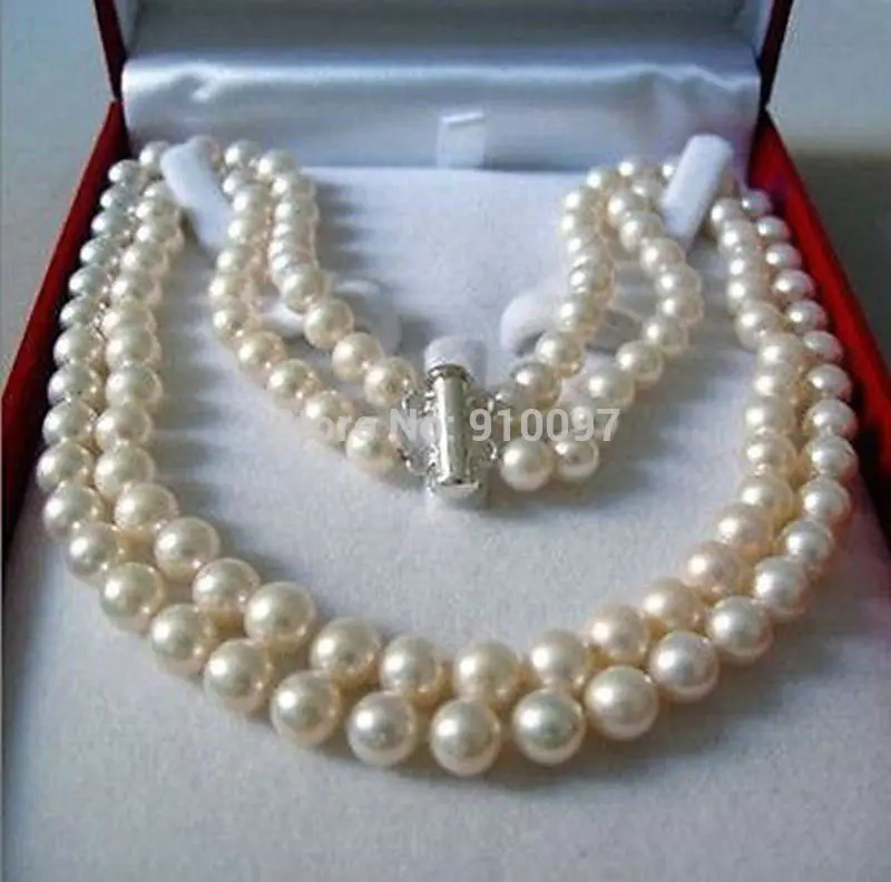 

LHX54013>>>Rare!2 Rows 8-9 MM AKOYA SALTWATER PEARL NECKLACE ( no box
