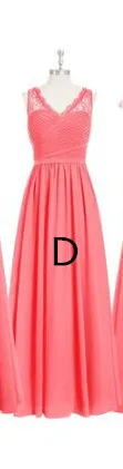 Коралловое платье подружки невесты, длинное шифоновое кружевное платье в пяти стилях, сделано в Китае, Новое поступление - Цвет: as picture model D