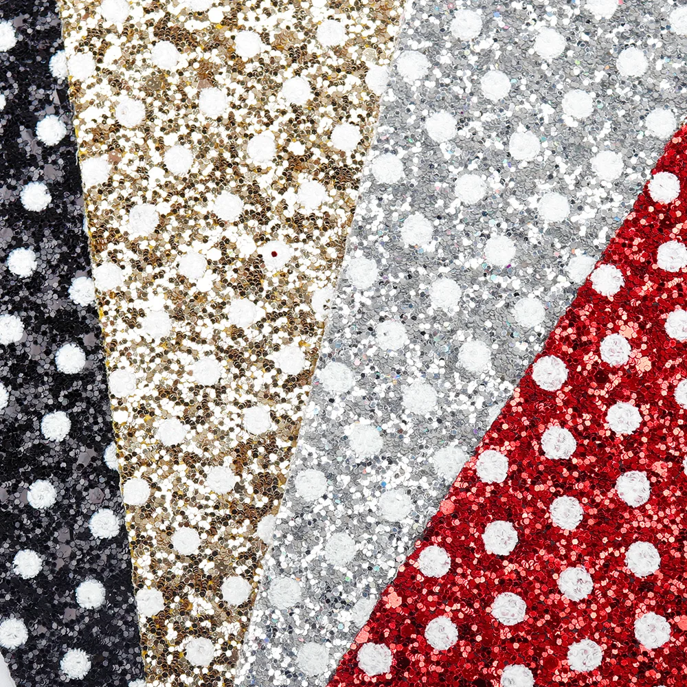 Блестящая блестящая ткань из искусственной кожи с точками массивная сделай сам