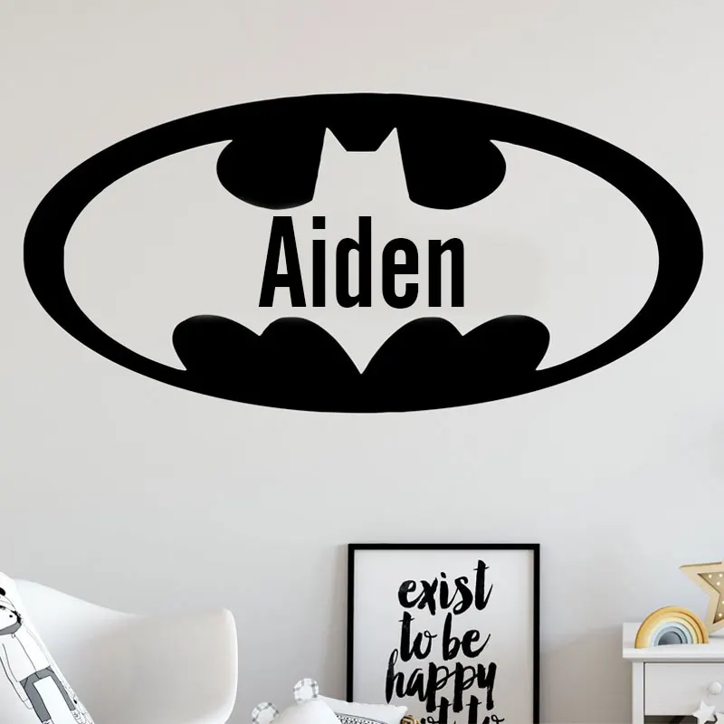 

Personalized Boys Name Batman Wall Decal Vinyl Sticker Custom Name Superhero Nursery Home Decor For Kids Room Cartoon Mural 3N02