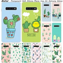 Cactus hojas de plantas de silicona suave funda para Samsung Galaxy S10 S9 S8 más S7 borde A6 A8 más A7 A9 2018 A5 2017 de la cubierta a la moda de la