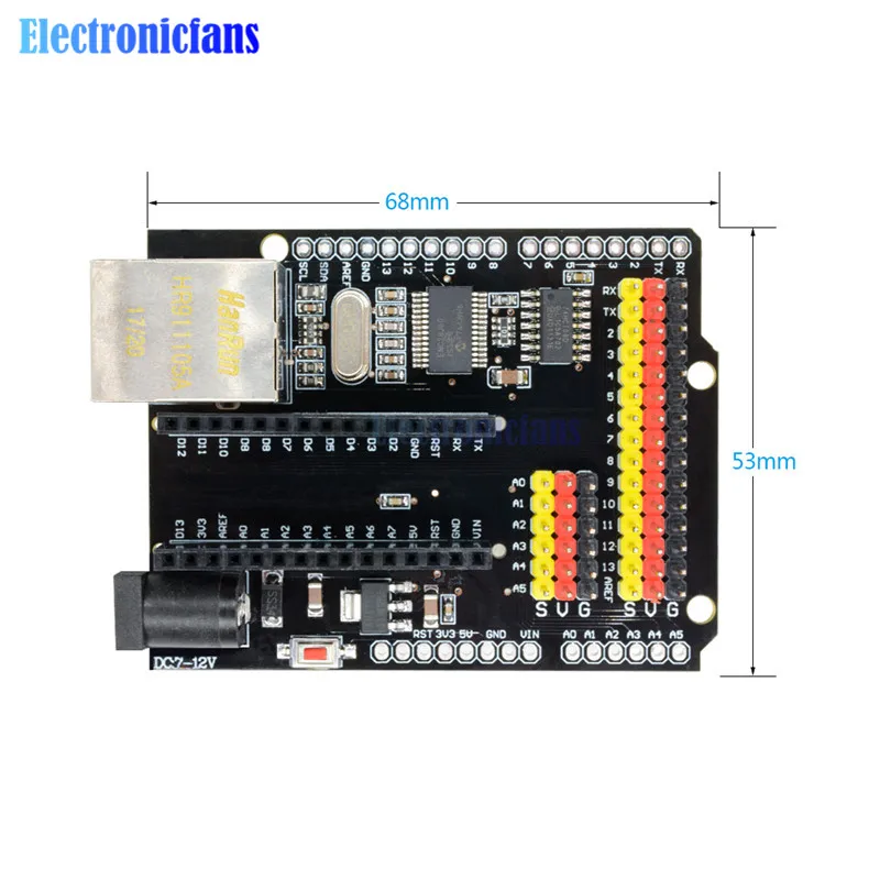 Diymore ENC28J60 Ethernet щит V2.0 LAN сетевой модуль ввода/вывода SPI 51 AVR PIC LPC STM32 для Arduino UNO R3 CH340G NANO V3.0