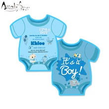 Boy Baby Shower Theme Invitation Card Party Supplies Baby Shirt Invitation Party Decorations Event Birthday Custom-Made 16PCS