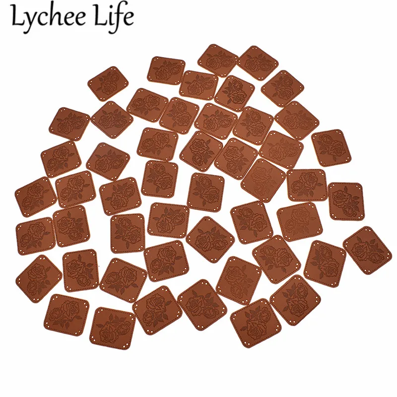 Lychee Life 50 шт. кожаные этикетки ручной работы с буквенным принтом розы этикетки самодельные Украшения швейная ткань моющиеся принадлежности аксессуары