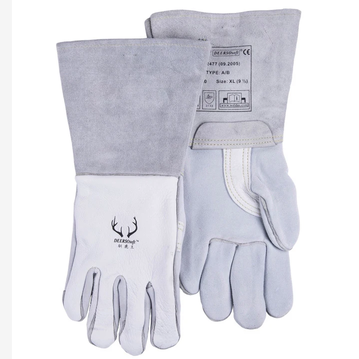 Deerskin Leather Work Gloves TIG MIG Grain Cow Leather Welding Glovein