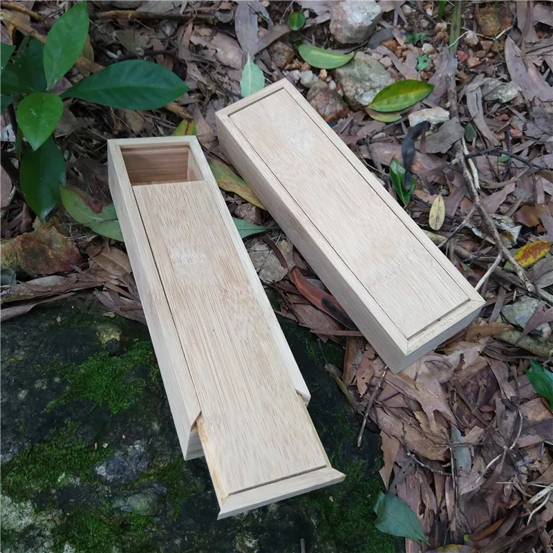 

Rectangular Bamboo Wooden Box With Sliding Lid for Cutlery Forks Knives Tool Packing Storage Box or For Incense 21.5*5*2.6cm1Pcs