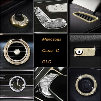 

Diamond Car Inner Center Console Gear Shift Box Sequin air vent frame modification Cover Trim strip sticker for C200 GLC C CLASS