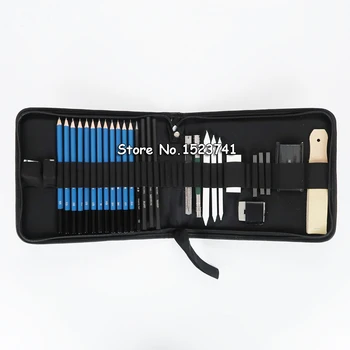 

32pcs Professional Drawing Sketch Pencil Kit Sketch Graphite Charcoal Pencils Sticks Erasers with Carrying Bag for Art Supplies