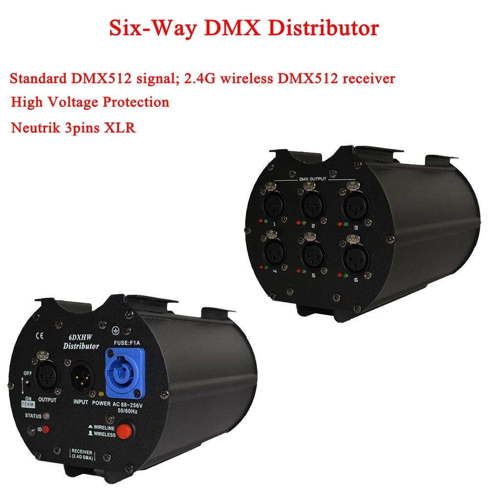 DMX512/1990 Standard Signal Distributor Amplifier Splitter Repeater 6DX