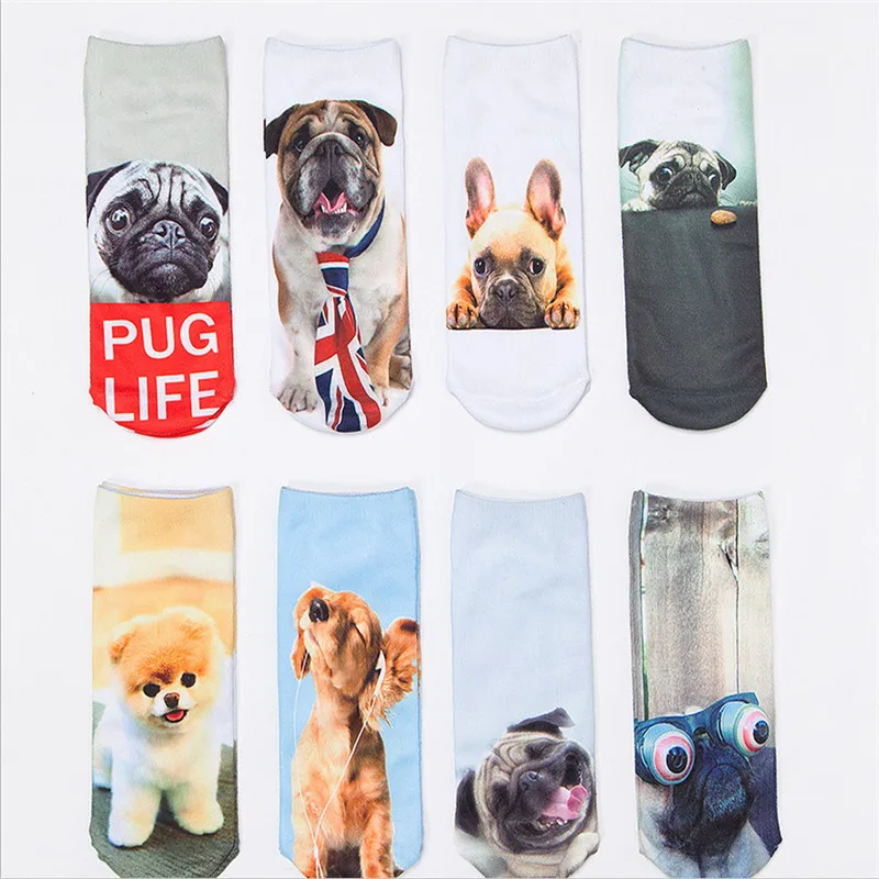 

Hot sale! women's cute cartoon socks 5 pairs/lot spring summer shallow mouth short soks women 3D printed animal short socks