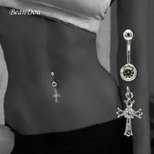 Модные сексуальные женские болтающиеся кольца пупка пирсинг крест кулон Религиозные ювелирные изделия анти-аллергические Ombligo Nombril Новинка