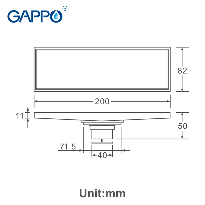 GAPPO стоки rectangule линейный анти-запах ванная комната покрытие для пола стопор отходов drainer слив в ванной drainer