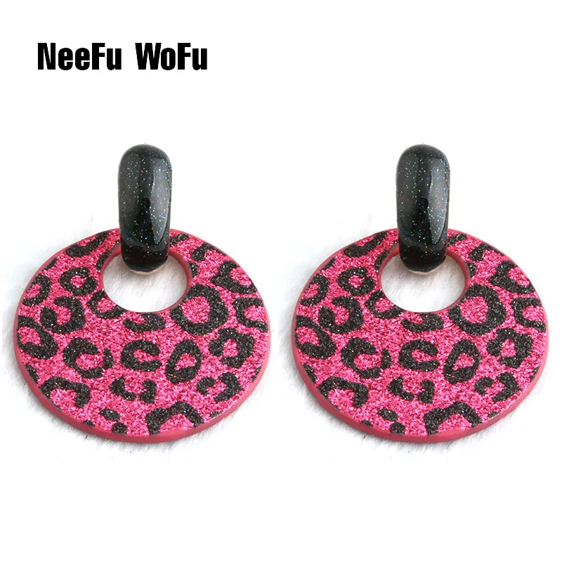 Серьги подвески NeeFu WoFu круглые длинные серьги из тигровой кожи и цинкового сплава