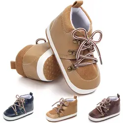 Детская обувь весна искусственная замша кружево Повседневная обувь для маленьких мальчиков Модная хлопковая первая ходунка