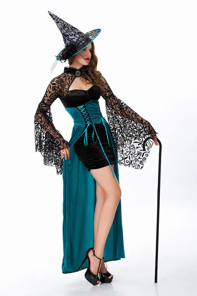 Сексуальный костюм ведьмы, роскошный женский костюм волшебного момента для взрослых, костюм злой ведьмы на Хэллоуин, нарядное платье