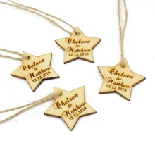 50 шт. Персонализированные Гравированные деревянные вина Шарм пользовательские деревянные Этикетки Свадебные звезды подарки бирки в деревенском стиле на день рождения сувениры метки