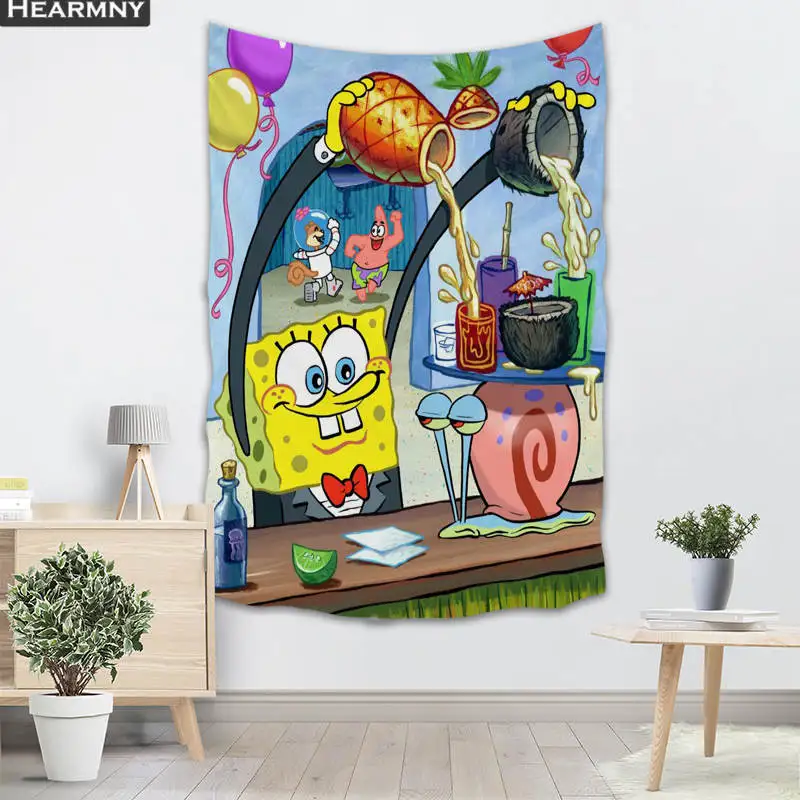 

Spongebob Tapestry Wall Hanging Decor Christmas Wall Tapestry Show Piece For Home Decoration Camping Tent Travel Sleeping Pad