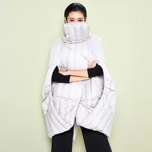 Линетт's Chinoiserie Зима Новое поступление Для женщин Свободные Асимметричный плащ Стиль Белые куртки-пуховики пальто