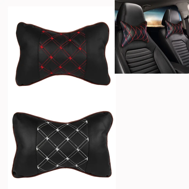 Car Leather Safety Pillow Auto Universal Headrest Breathe Car Headrest  Stylish Soft Car Seat Head Neck Support Car Neck Pillows