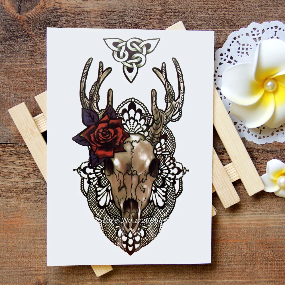 073 20 De Réductionétanche Temporaire Tatouages Autocollants Bélier Crâne Tatouage Flash Transfert Deau Tatouages Faux Tatouages Pour Femmes