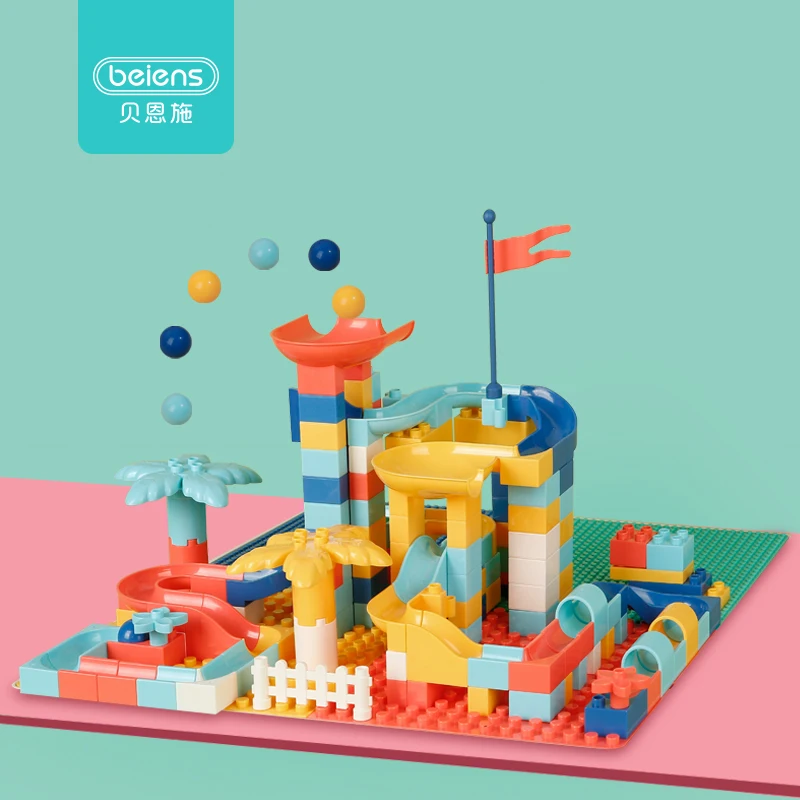 

Beiens DIY Building Blocks Toys for Children 95-154 PCS Marble Race Run Block Compatible LegoINGlys Duploed Block Toy for Kids