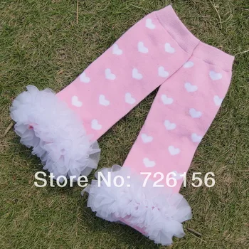 

Free Shipping (60pair/lot)Pink White Heart Baby Leg Warmer Cotton Leg Warmer Ruffled Lace Flower Leg Warmers