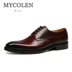 MYCOLEN новый список Мужские модельные туфли мужские английские кожаные туфли с острым носком свадебные туфли с острым носком мужские туфли
