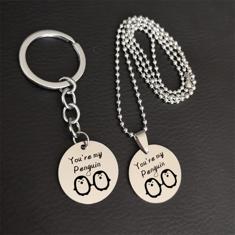 

You Are My Penguin Stainless Steel Pendant Necklaces Keychain Keyring DIY SET Jewelry Lovers Gift Birthday