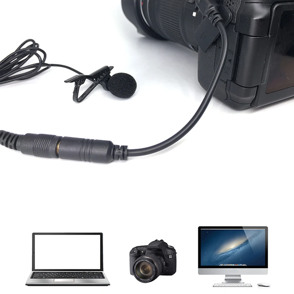 Dual-Headed Lavalier Lapel Clip-on Omnidirectional Condenser Microphone