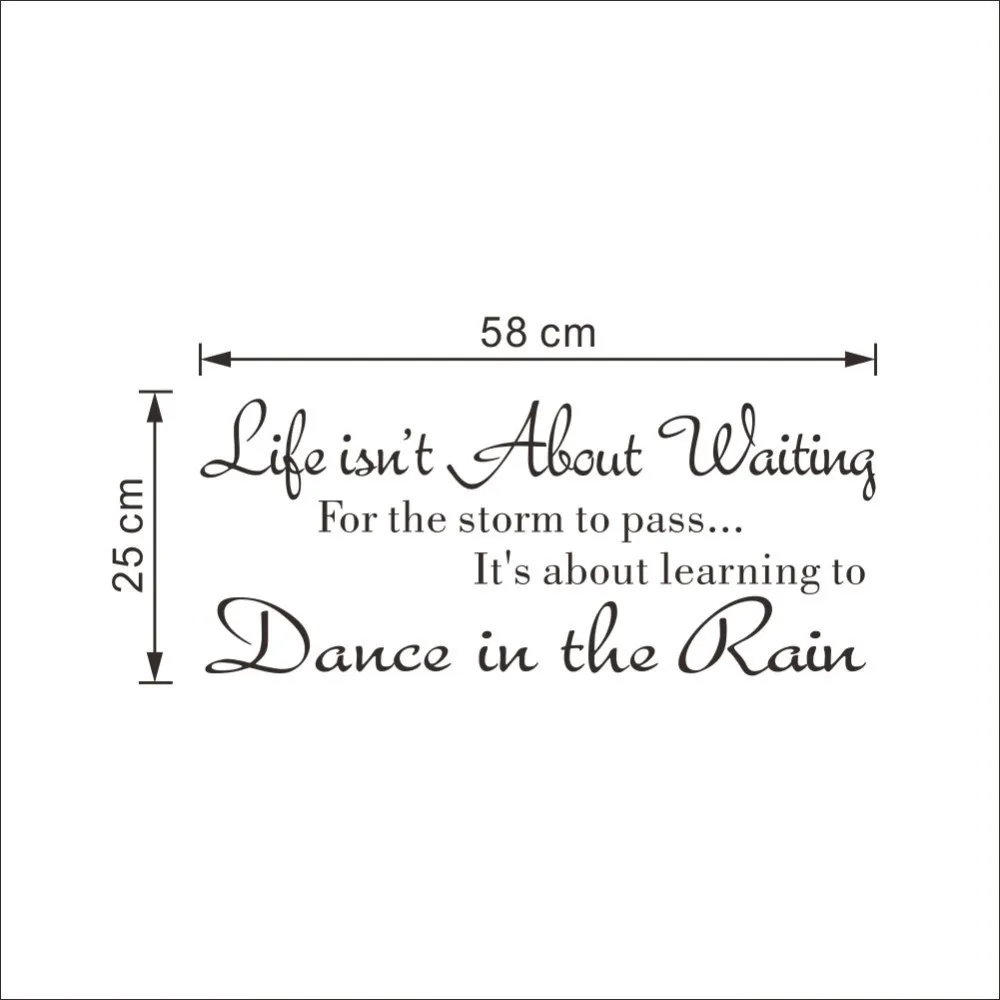 Alphabet Phrase Wall Stickers Life Isn't About Waiting Wall Stickers Quote Dancing in rain 3D Wall Decal Words Home Decor