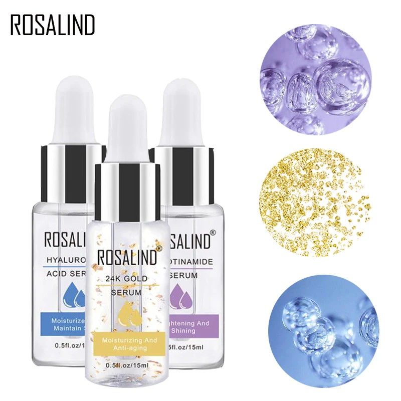

ROSALIND Face Serum 24K Gold Facial Serum 15ML Anti-Aging Wrinkle Deep Repair Skin Essence hyaluronic acid Whitening Face Cream